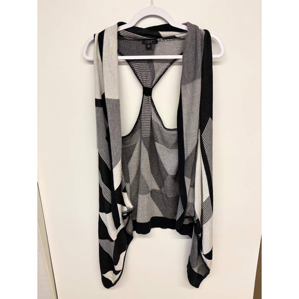 Artcore Y2K Avant Garde Layers Knit Vest Racerback Deb Women 2X Black White